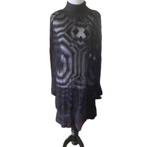 1990s Jean Paul Gaultier Sheer Silk Devore Black Velvet & Knit Dress Tunic SZ XL